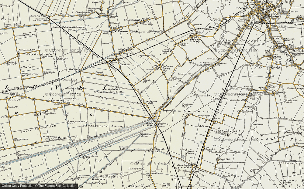 Old Map of Historic Map covering Wisbech High Fen in 1901-1902