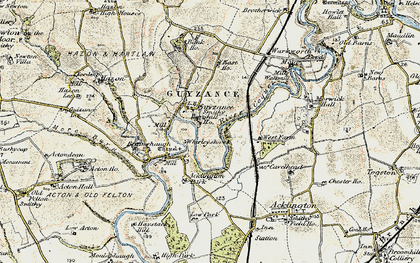 Old map of Acklington Park in 1901-1903