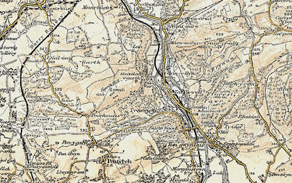 Old map of Gwaelod-y-garth in 1899-1900