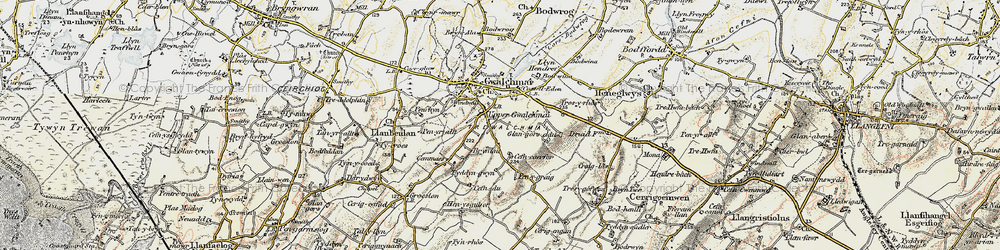 Old map of Bryniau-ednyfed in 1903-1910
