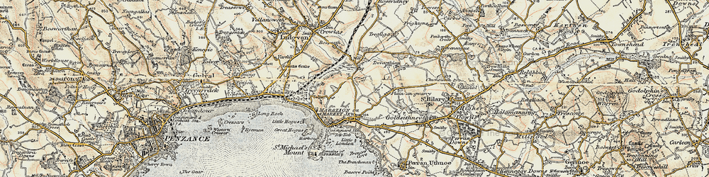 Old map of Gwallon in 1900