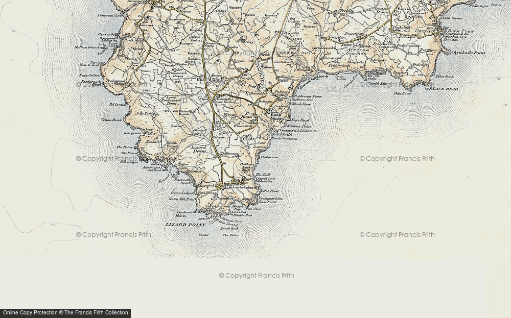 Old Map of Historic Map covering Whale Rock in 1900