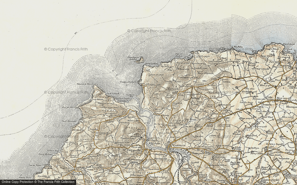 Old Map of Gwbert, 1901 in 1901