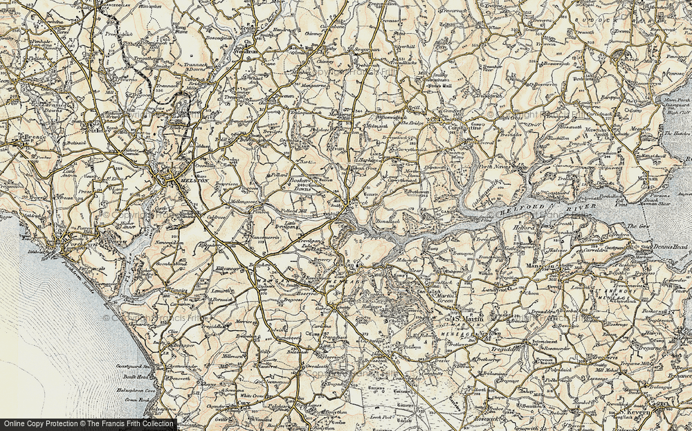 Old Map of Historic Map covering Bonallack Barton in 1900