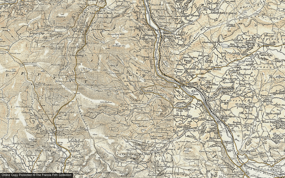 Old Map of Historic Map covering Bedw-hir in 1900-1902