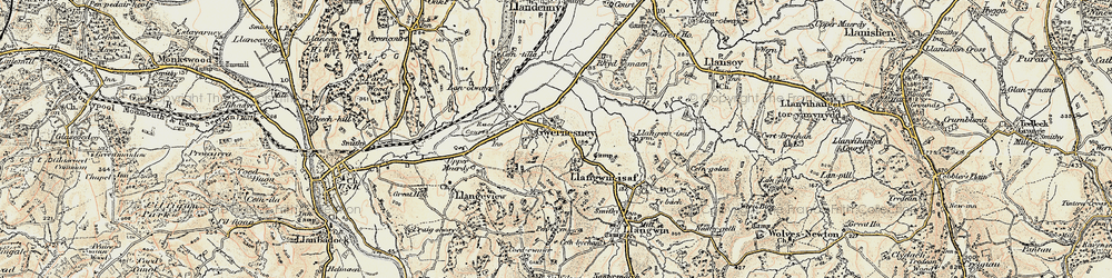 Old map of Gwernesney in 1899-1900