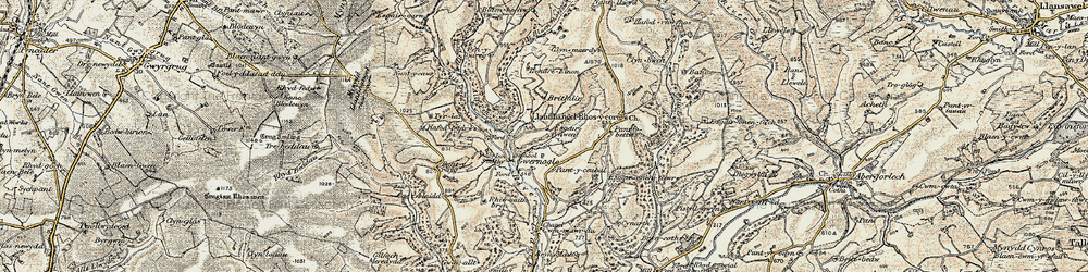 Old map of Afon Nenog in 1900-1902