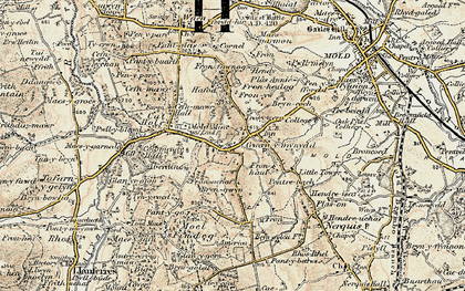 Old map of Gwernymynydd in 1902-1903