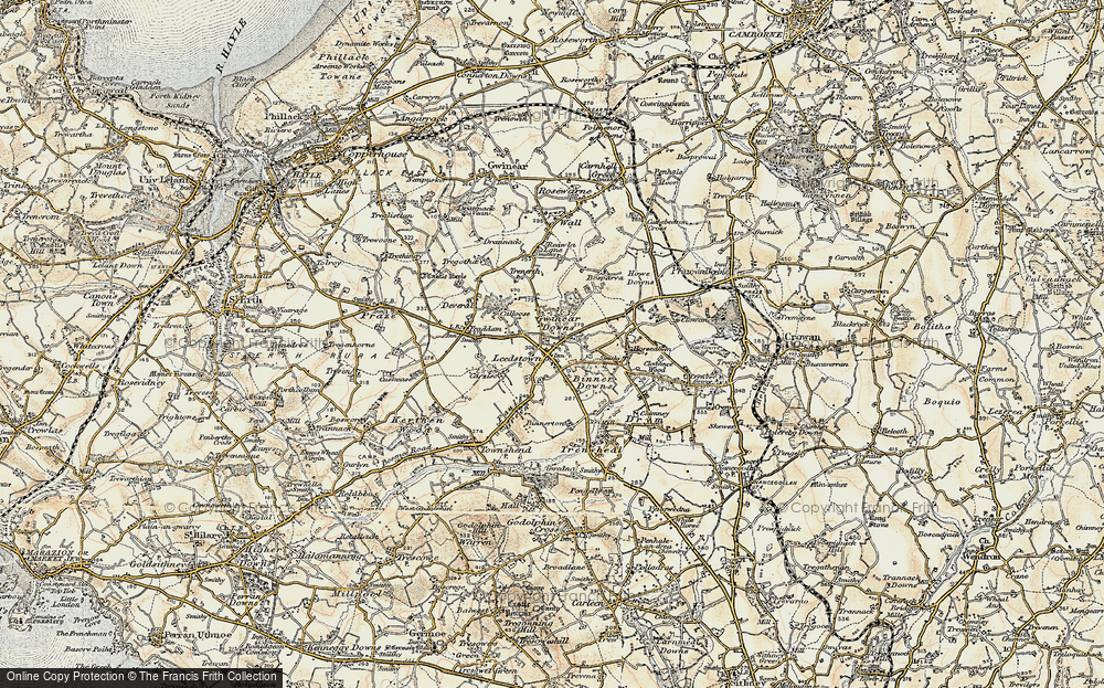 Old Map of Gwinear Downs, 1900 in 1900