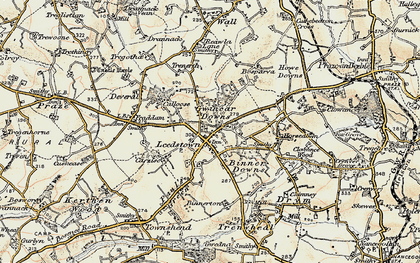 Old map of Gwinear Downs in 1900