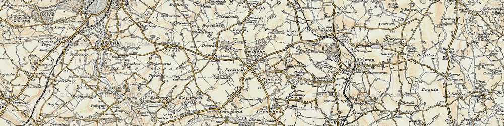 Old map of Gwinear Downs in 1900