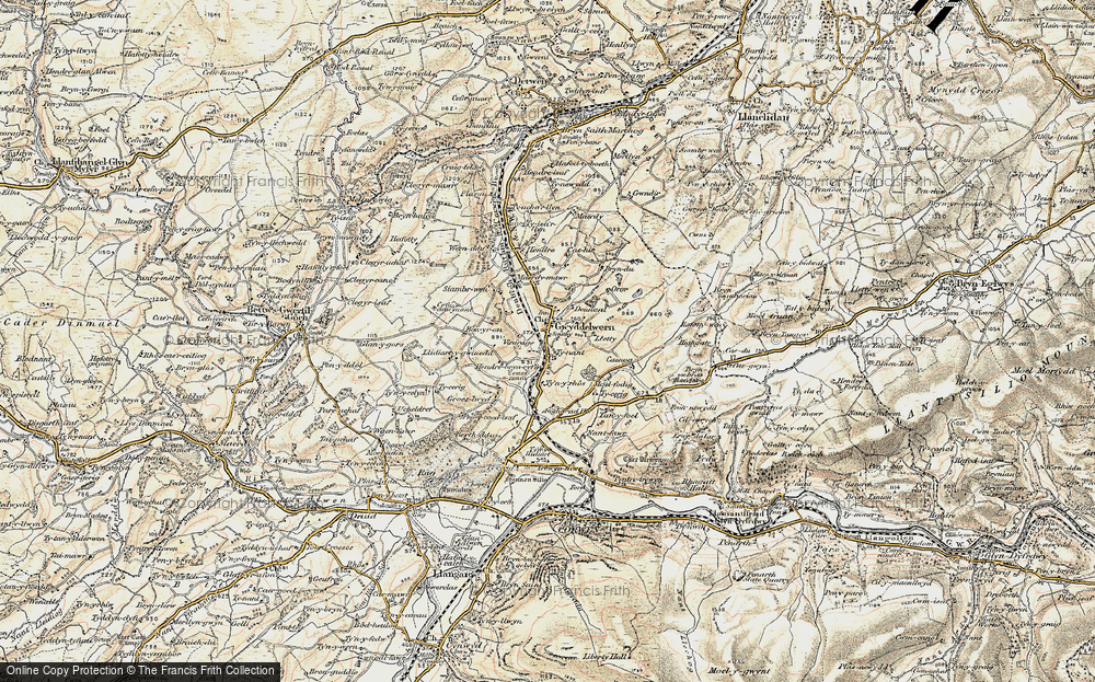 Old Map of Historic Map covering Bryn Gwenallt in 1902-1903