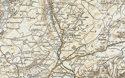 Old map of Gwyddelwern in 1902-1903