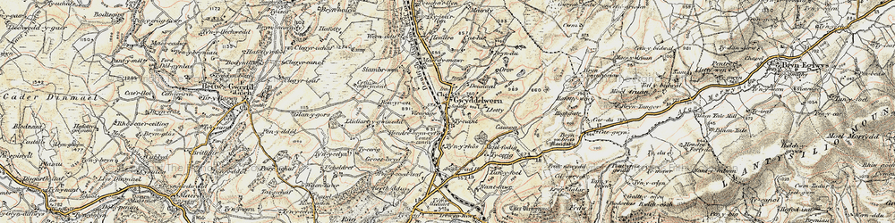 Old map of Gwyddelwern in 1902-1903