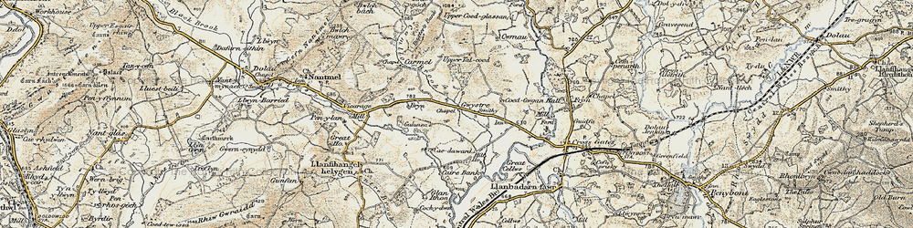 Old map of Gwystre in 1900-1903