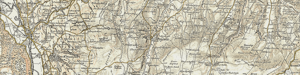 Old map of Gwytherin in 1902-1903