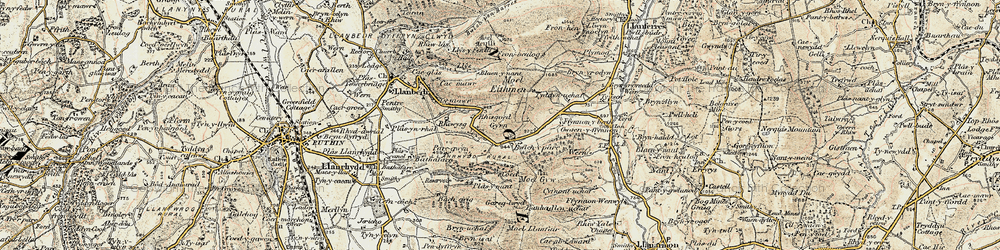 Old map of Gyrn in 1902-1903