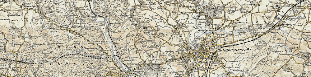 Old map of Habberley in 1901-1902