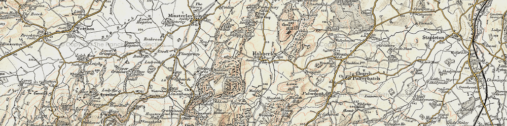 Old map of Habberley in 1902-1903