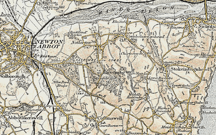 Old map of Haccombe in 1899