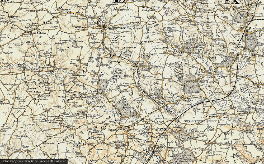 Old Map of Historic Map covering Blomvyle Hall in 1898-1901