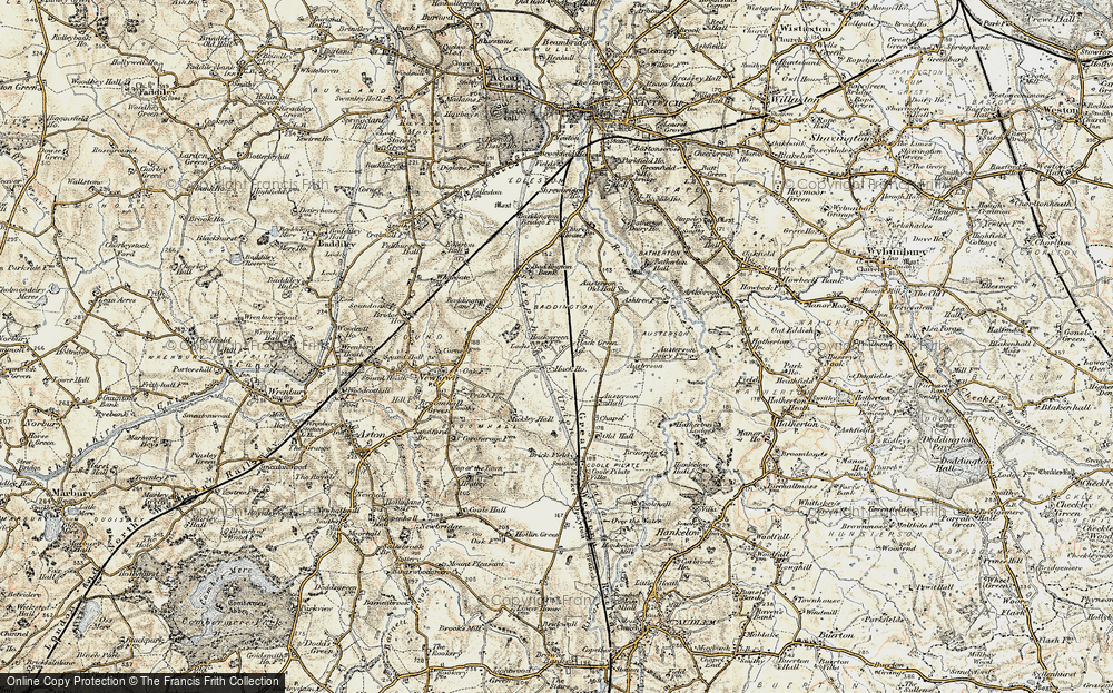 Old Map of Historic Map covering Old Hall in 1902