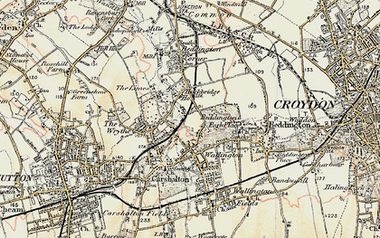 Old map of Hackbridge in 1897-1909
