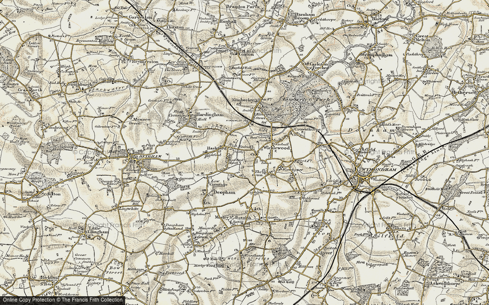 Old Map of Hackford, 1901-1902 in 1901-1902
