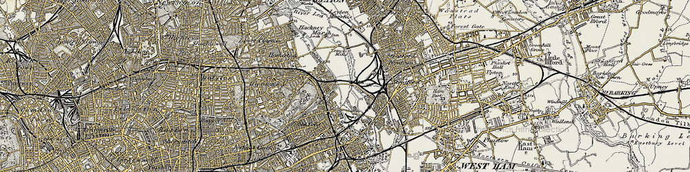 Old map of Hackney Wick in 1897-1902
