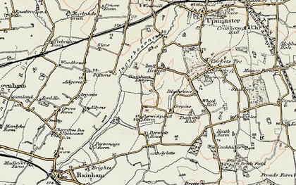 Old map of Hacton in 1897-1898