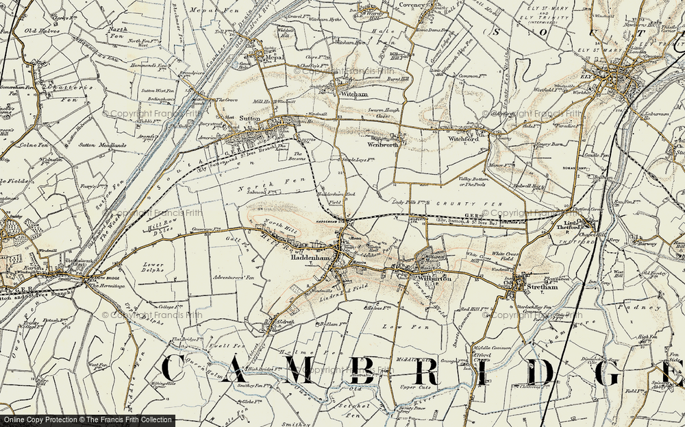 Old Map of Haddenham End Field, 1901 in 1901
