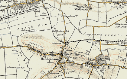 Old map of Haddenham End Field in 1901