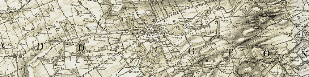 Old map of Haddington in 1901-1903