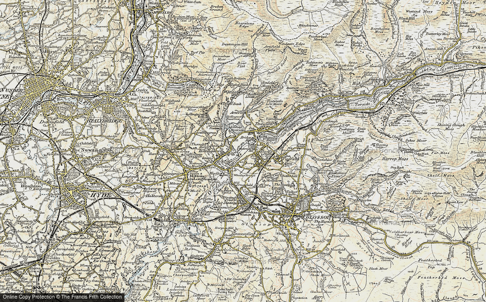 Old Map of Historic Map covering Arnfield Resr in 1903