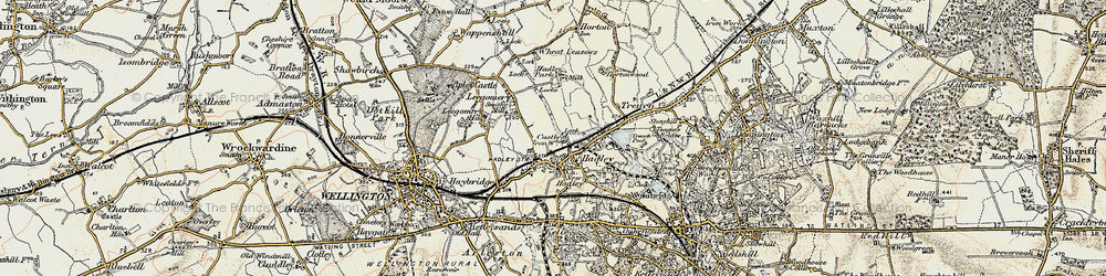 Old map of Hadley Castle in 1902