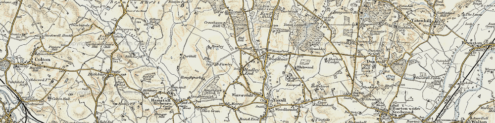 Old map of Hadley End in 1902