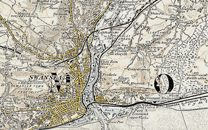 Old map of Hafod in 1900-1901