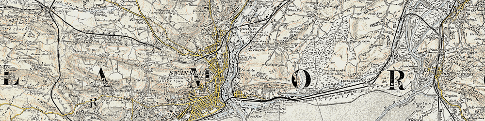 Old map of Hafod in 1900-1901