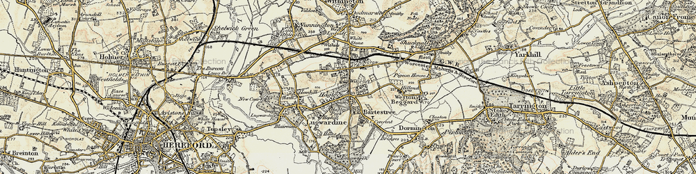 Old map of Hagley in 1899-1901