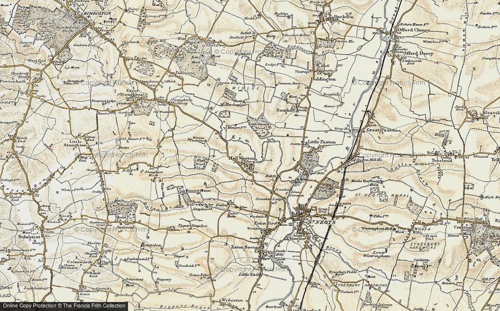 Old Map of Hail Weston, 1898-1901 in 1898-1901