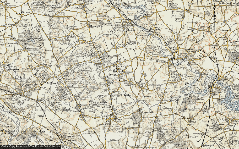 Old Map of Hainford, 1901-1902 in 1901-1902