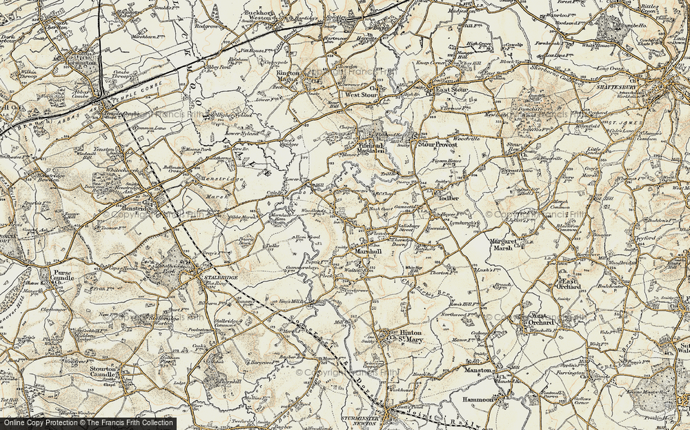 Old Map of Historic Map covering Strangways in 1897-1909