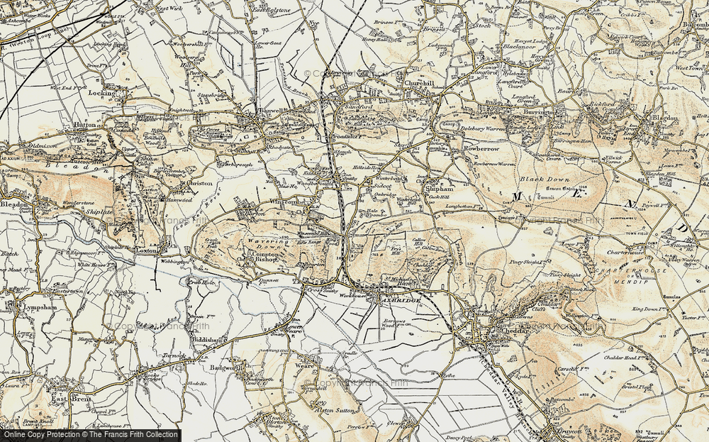 Old Map of Historic Map covering Winterhead Hill in 1899-1900