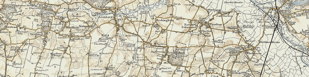 Old map of Hales in 1901-1902