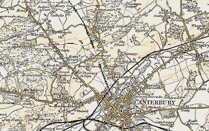 Old map of Hales Place in 1898-1899