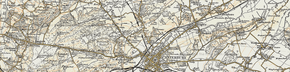 Old map of Hales Place in 1898-1899