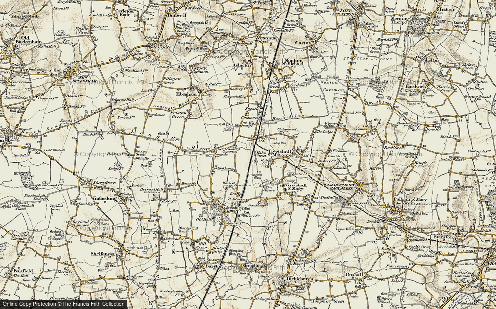 Old Map of Historic Map covering Bunnett's Moat in 1901-1902