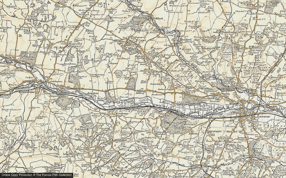 Old Map of Historic Map covering Benham Grange in 1897-1900