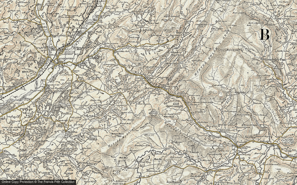 Old Map of Historic Map covering Y Pigwn (Roman Camps) in 1900-1901
