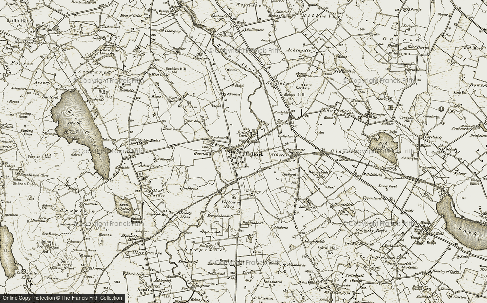 Old Map of Halkirk, 1911-1912 in 1911-1912